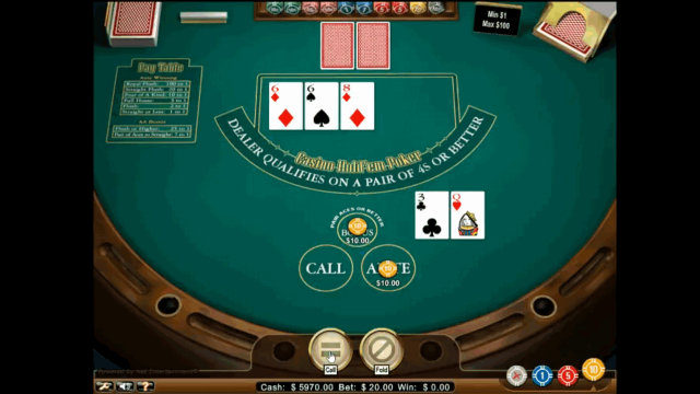 Бонусная игра Casino Hold'em Poker 3
