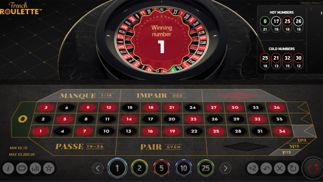 Игровой интерфейс French Roulette 10